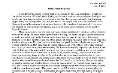 Work Ethics Homework